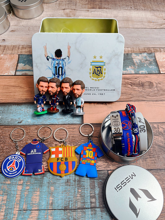 Messi Bundles|Four Player doll+Jersey keychain+Badge keychain+Four Bracelets|