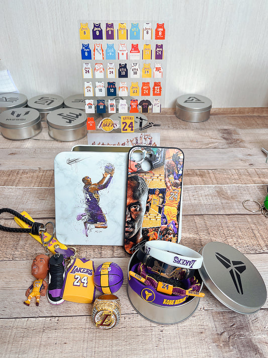 Kobe Bundles|Jersey Collection Picture+Champion Ring+Player Keychain+Jerseykeychain+Basketball keychain+Shoekeychain+Four Bracelets+PhoneCase