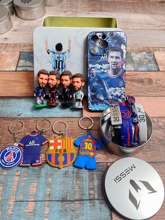 Messi Bundles|Four Player doll+Jersey keychain+Badge keychain+Four Bracelets+PhoneCase|